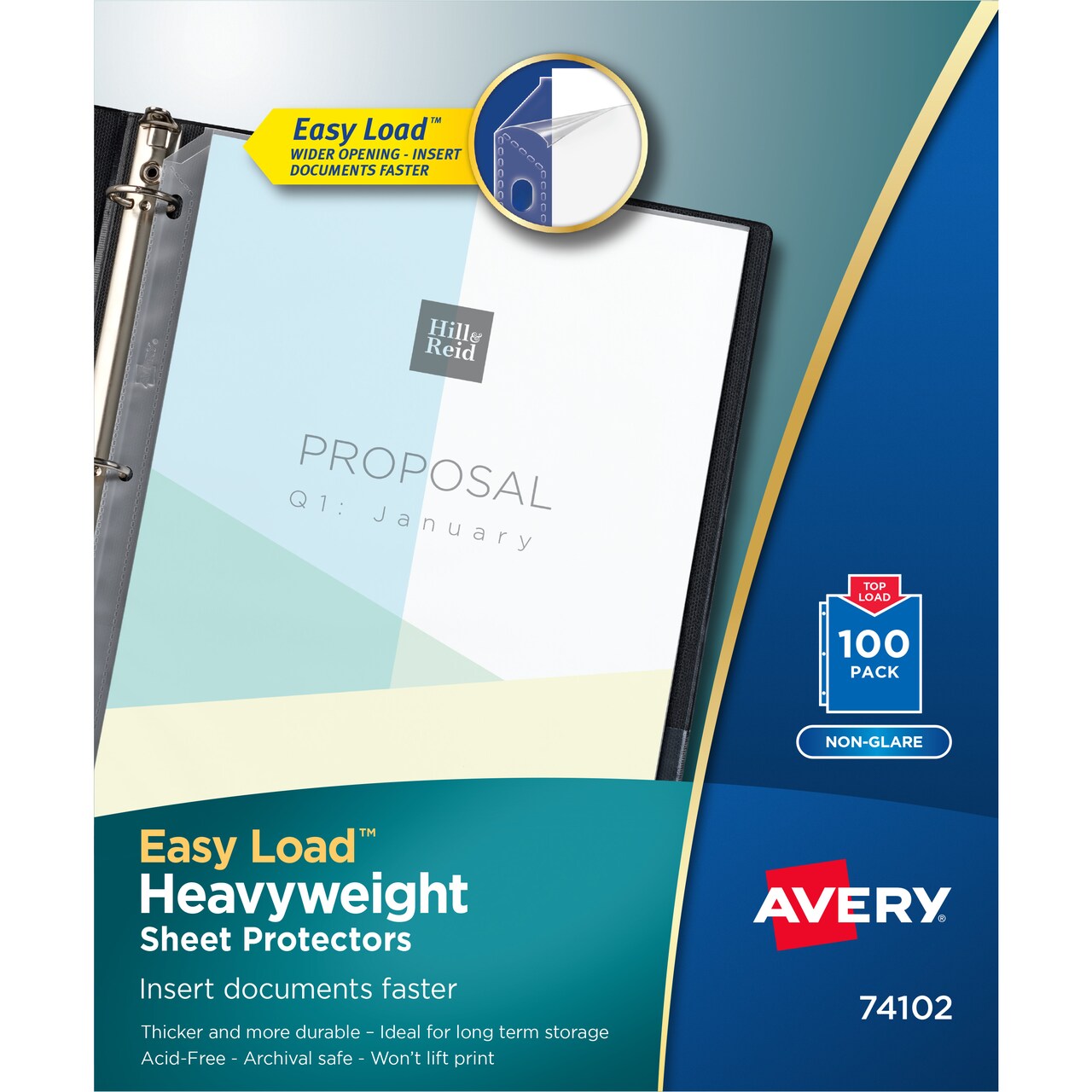 Avery Clear Heavyweight Sheet Protectors, Non-Glare, Easy Load, 100 Document Protectors (74102)